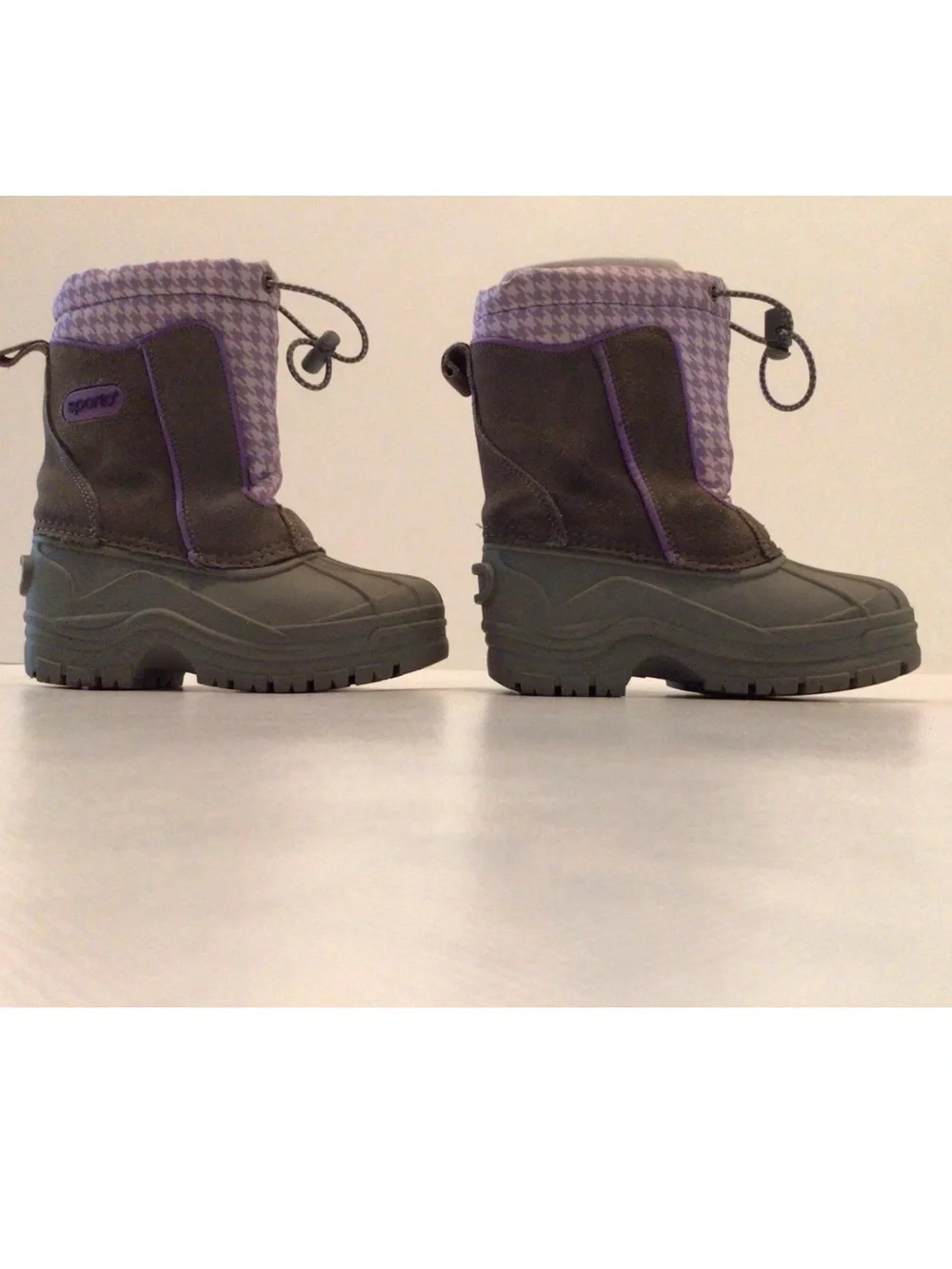 Sporto Frost II-G Kids Size 11M Waterproof Snow Boots Gray Purple Houndstooth